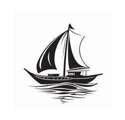 Traditional Dhow Boats Floating on calm water vector Isolated on white background.