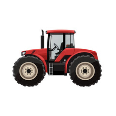 Red tractor parked on farm during daytime