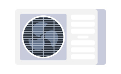 Air Conditioner Unit Cooling System Displaying Rotating Fan and Ventilation Grill