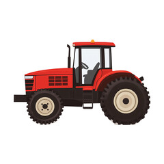 Obraz premium Red tractor parked on farm landscape at midday PNG image with transparent background 