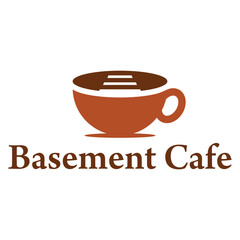 basement cafe flat minimalist logo design