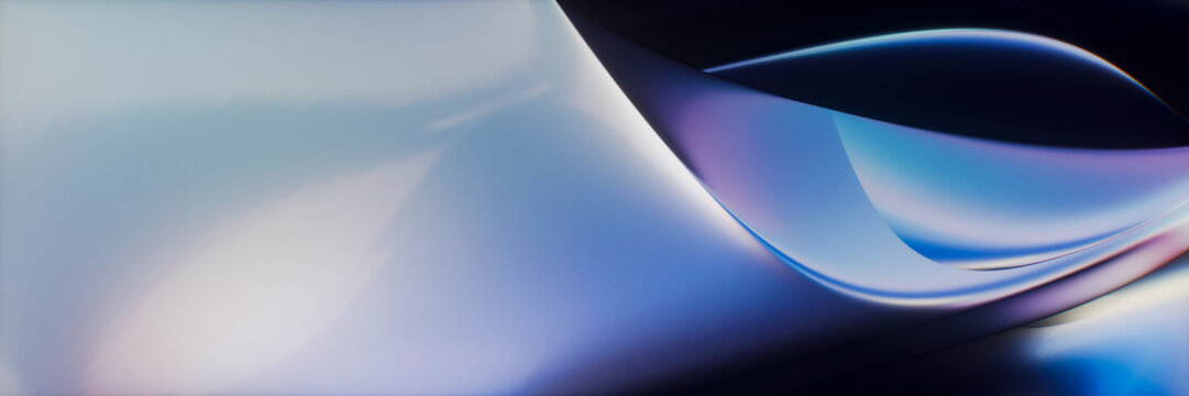 Colorful holographic metallic shapes create a mesmerizing display