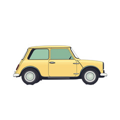 Classic yellow car profile view showing unique design PNG image with transparent background 