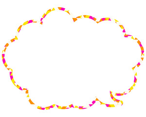 ステンドグラス風吹き出し　三角形模様　丸みのある雲形