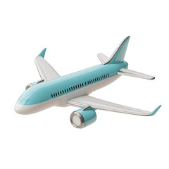Fototapeta premium Model airplane in pastel colors sits on a white surface PNG image with transparent background 