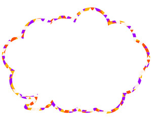 ステンドグラス風吹き出し　三角形模様　丸みのある雲形
