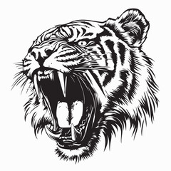 Roaring Tiger Head Image Vector. Angry Tiger Roar Head Vector Image on white background.