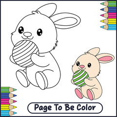 Playful Cute Bunny Coloring Page