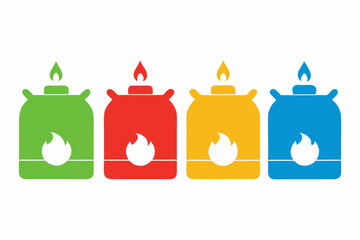 set of gas stove icon vector silhouette illustration isolated on white background