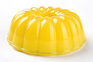 Fototapeta premium Bright vibrant yellow jelly mold with rounded shape isolated on white background
