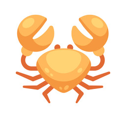 Funny cartoon crab raising its claws showing its shell and legs