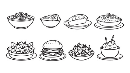 Cooked Dish Presentation line art modern fine dining concept