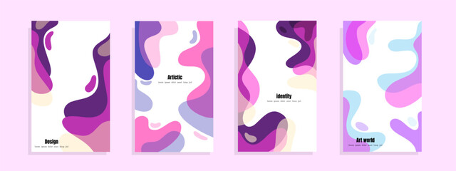 Vibrant wavy abstract layout with pink purple and black organic blob design