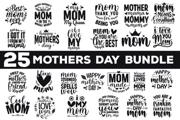 Fototapeta premium Mothers Day Typography Bundle. Mom Bundle vector