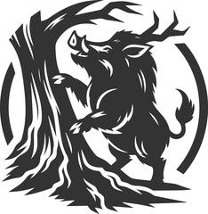 Vector silhouette of a boar animal