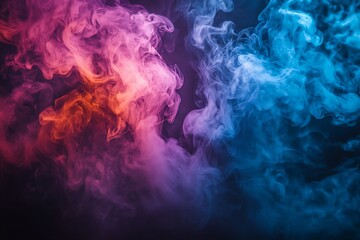 Vivid, swirling smoke in blue, pink, and orange hues
