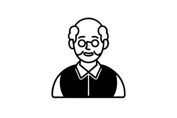 Fototapeta premium Grandfather icon vector silhouette illustration isolated on white background