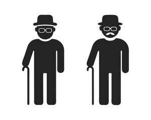 Grandfather icon vector silhouette illustration isolated on white background