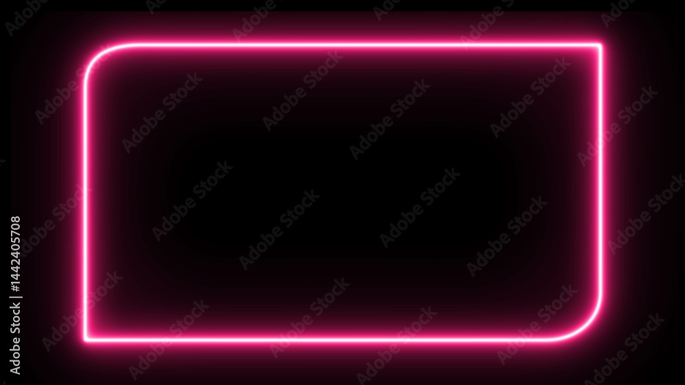 Sticker abstract glowing neon rectangle frame icon. neon light rectangle frame icon. 3d illustration renderi