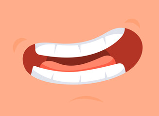 Cartoon Mouth Showing Tongue and Teeth Expressing Excitement