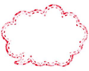 ステンドグラス風吹き出し　三角形模様　丸みのある雲形