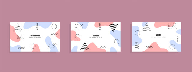 Modern geometric card layout in pink gray and triangle soft overlay style