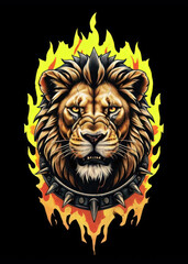 Intense Animals Portrait Surrounded by Fire V10