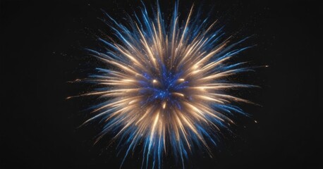 Naklejka premium Vibrant blue firework explosion, isolated on black, stellar backdrop , isolated, texture, stellar