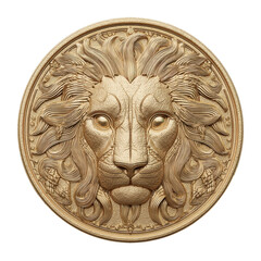 Zodiac coin (Leo), ultra realistic uhd photo, on transparent background