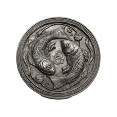 Zodiac coin (Pisces) on transparent background