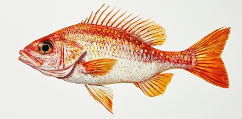 Fototapeta premium A sea red sea bream fish, full-body oil painting
