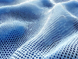 Abstract blue undulating surface with perforated texture