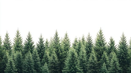Fototapeta premium Majestic evergreen coniferous forest trees nature scene background fir pine tall view image photo