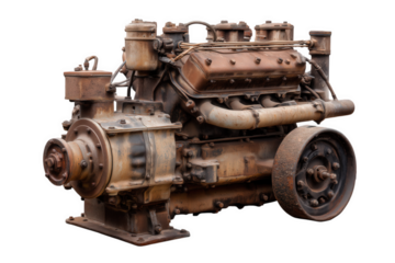 Rusty Old Engine On Transparent Background