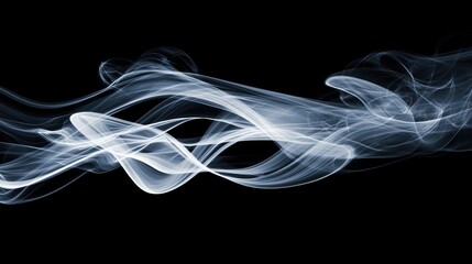 A digital illustration of abstract smoke trails against a black background.