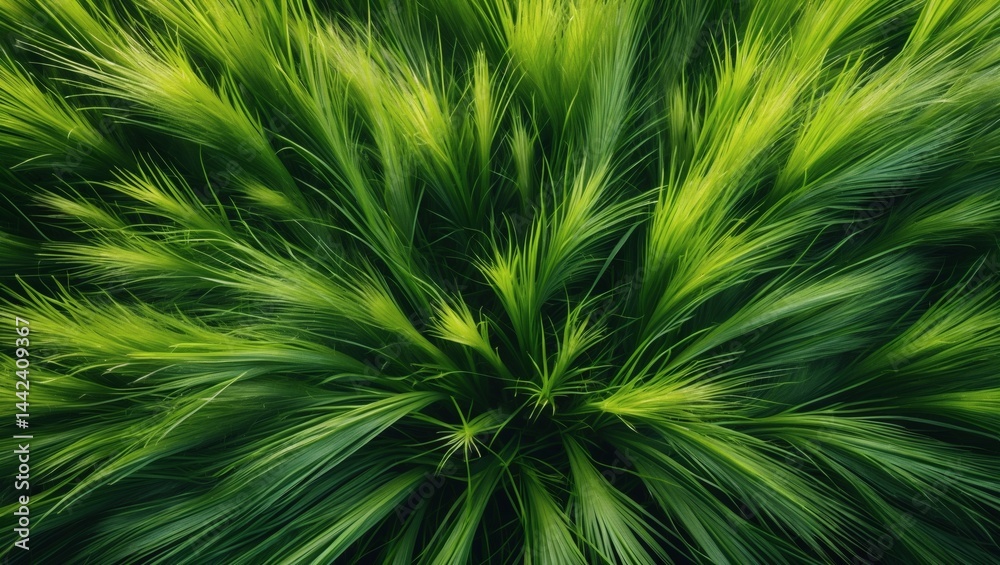 Poster A close-up of vibrant green grass blades creating a dense and textured pattern. The natural elements and textures make for a refreshing look