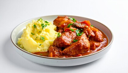 delicious beef stew with mashed potatoes, a hearty and comforting meal