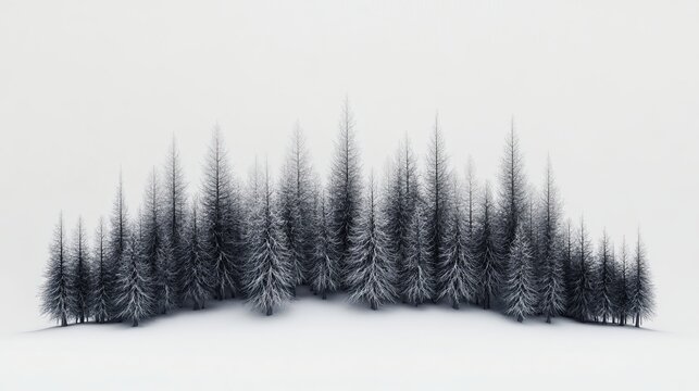 Serene winter landscape snowy coniferous forest trees icy fir cold cold dark pine white image frost