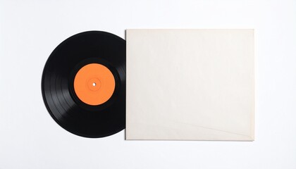 vinyl record with cover on white background