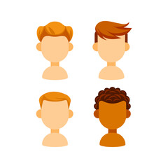 Four male characters showing different hairstyles and ethnicities