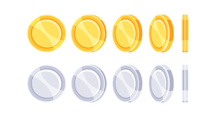 Gold and silver coins rotating sprite sheet for game development
