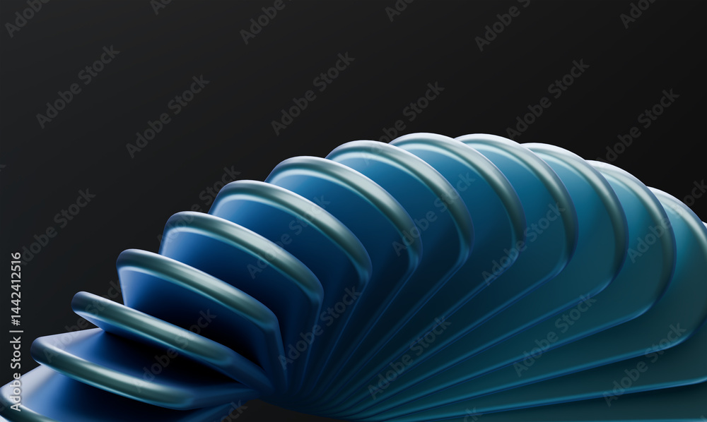 Poster Modern Abstract Art with Layered Circular Patterns in Blue Gradient