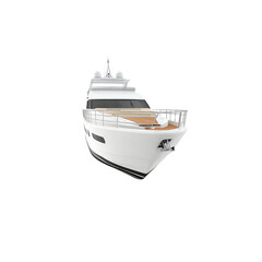 Luxury Motor Yacht Front View, Isolated on Transparent Background
