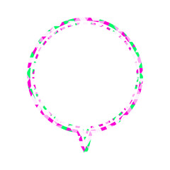 ステンドグラス風吹き出し　三角形模様　丸形の下向き