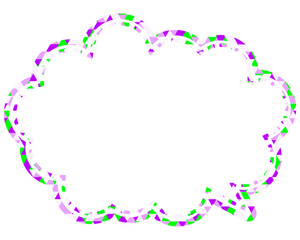 ステンドグラス風吹き出し　三角形模様　丸みのある雲形