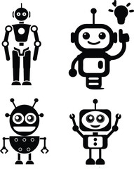 AI (Artificial Intelligence) Icon Set – Cute Robot AI Characters and Technology Bots Collection