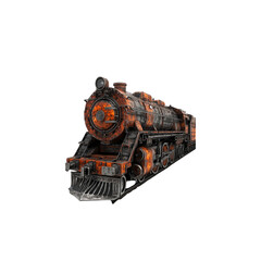 Obraz premium Rusty Relic A 3D Render of an Old Steam Locomotive