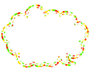 ステンドグラス風吹き出し　三角形模様　丸みのある雲形