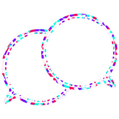 ステンドグラス風吹き出し　三角形模様　重なる会話