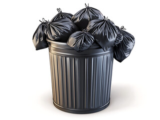 Overflowing Wheelie Bin Trash Can and Bags